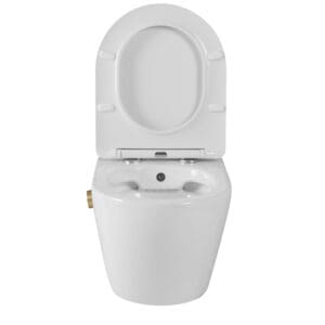 Hangend bidet toilet glans wit met gouden bidetkraan Livorno - Afbeelding 4
