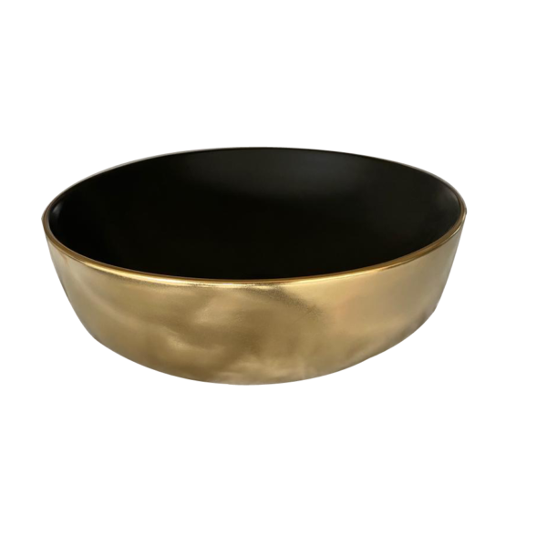 Waskom mat zwart/goud rond